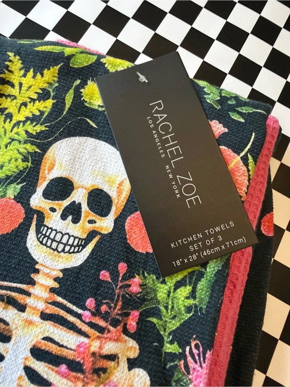 Rachel Zoe Floral Skeleton Kitchen Towels Set of 3
